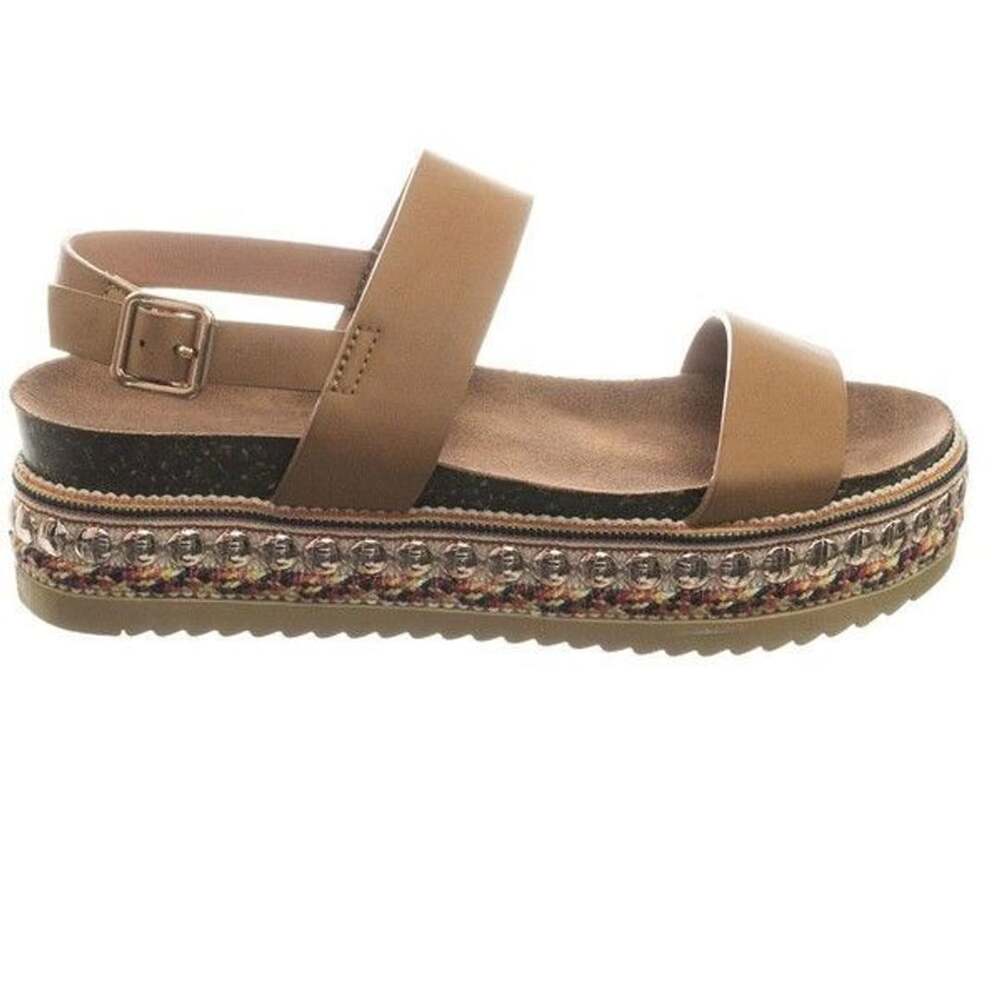 Outwoods Women’s Bork-30 Sandals;Brown Studded Platforms